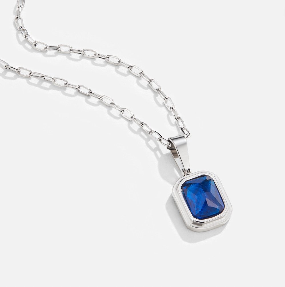 Silverhalsband med Ocean Blue-hänge