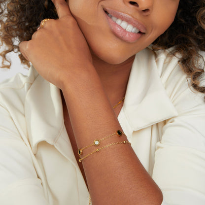 Onyx – Armband med onyx och vita stenar